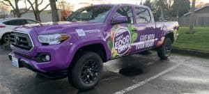 A truck with graphics